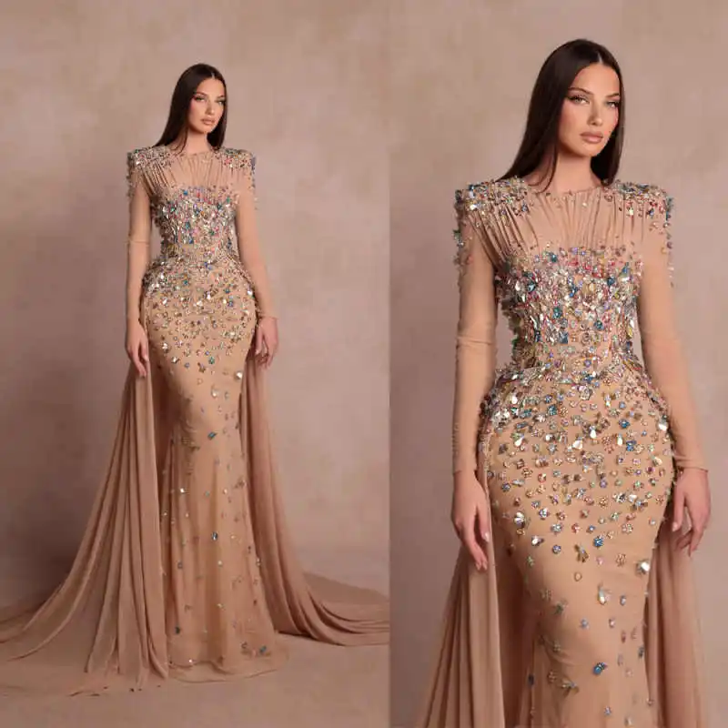 Gorgeous Beaded Crystal Prom Dresses Elegant Long Sleeve Rhinestones Evening Dress Floor Length Party Gown Customized
Gorgeous Beaded Crystal Prom Dresses Elegant Long Sleeve Rhinestones Evening Dress Floor Length Party Gown Customized