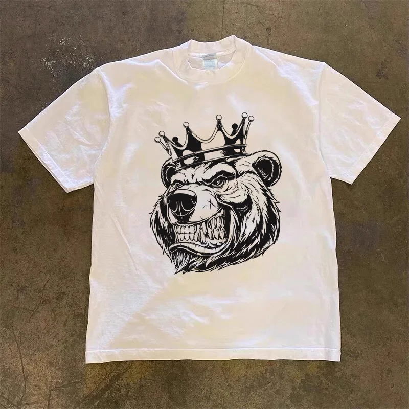American Fashion Loose Street Bear Retro Creative Printed T-shirt Men Men Women Women Short Sleeve Y2k Top Large T-shirt
American Fashion Loose Street Bear Retro Creative Printed T-shirt Men Men Women Women Short Sleeve Y2k Top Large T-shirt