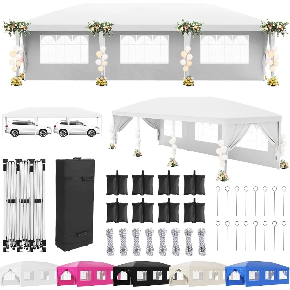 10x30 White Pop Up Party Tent with 8 Sidewalls, Heavy Duty Outdoor Canopy Waterproof Event Tents for Parties Wedding BBQ, 8 pcs
10x30 White Pop Up Party Tent with 8 Sidewalls, Heavy Duty Outdoor Canopy Waterproof Event Tents for Parties Wedding BBQ, 8 pcs