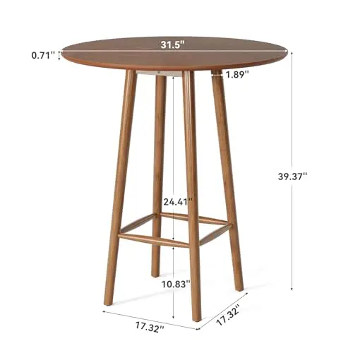 Walnut Finish Solid Wood Round Bar Table 39.37 Inch With Reinforced Legs For Living Dining Or Compact Spaces
Walnut Finish Solid Wood Round Bar Table 39.37 Inch With Reinforced Legs For Living Dining Or Compact Spaces