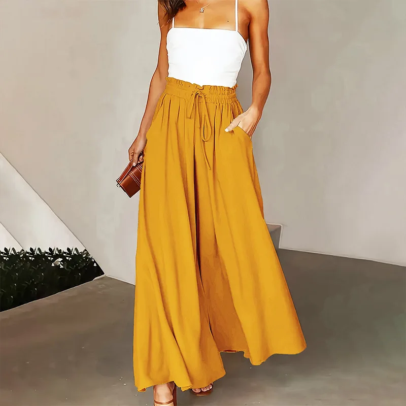 Office Ladies High Waist Wide Leg Pants Spring Summer Solid Lace Up Trousers Casual Loose Print Pants For Women 2025
Office Ladies High Waist Wide Leg Pants Spring Summer Solid Lace Up Trousers Casual Loose Print Pants For Women 2025