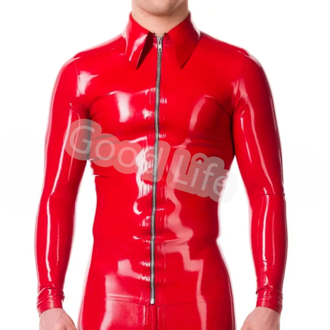 Handmade Classic Men's Latex Long Sleeve Top Men Latex T-shirt Front Zip Rubber Polo Shirt With Fold Collar Pure 0.4mm Latex
Handmade Classic Men's Latex Long Sleeve Top Men Latex T-shirt Front Zip Rubber Polo Shirt With Fold Collar Pure 0.4mm Latex