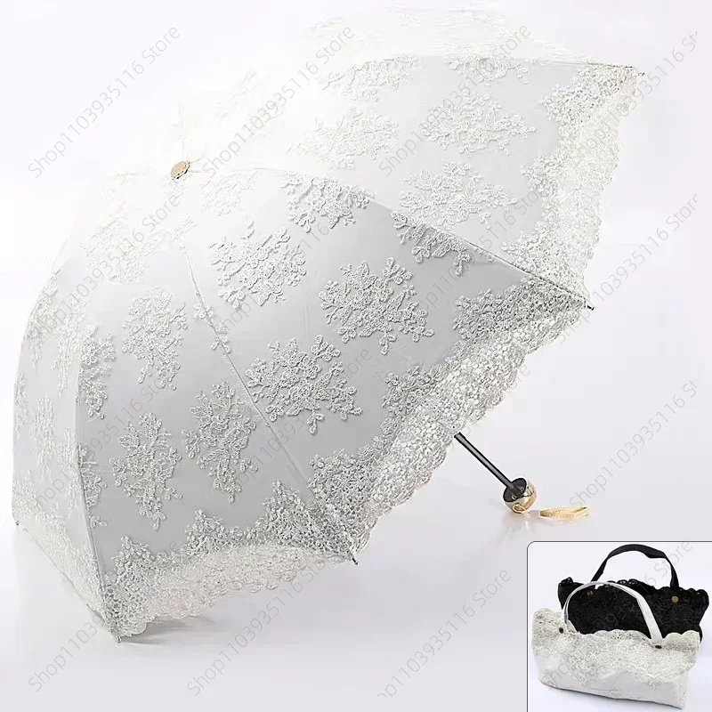 Women Lace Sun Rain Umbrella Fashion Black Coating Sunscreen Sunshade Princess Lady Compact Travel Rainproof Parasol Portable
Women Lace Sun Rain Umbrella Fashion Black Coating Sunscreen Sunshade Princess Lady Compact Travel Rainproof Parasol Portable
