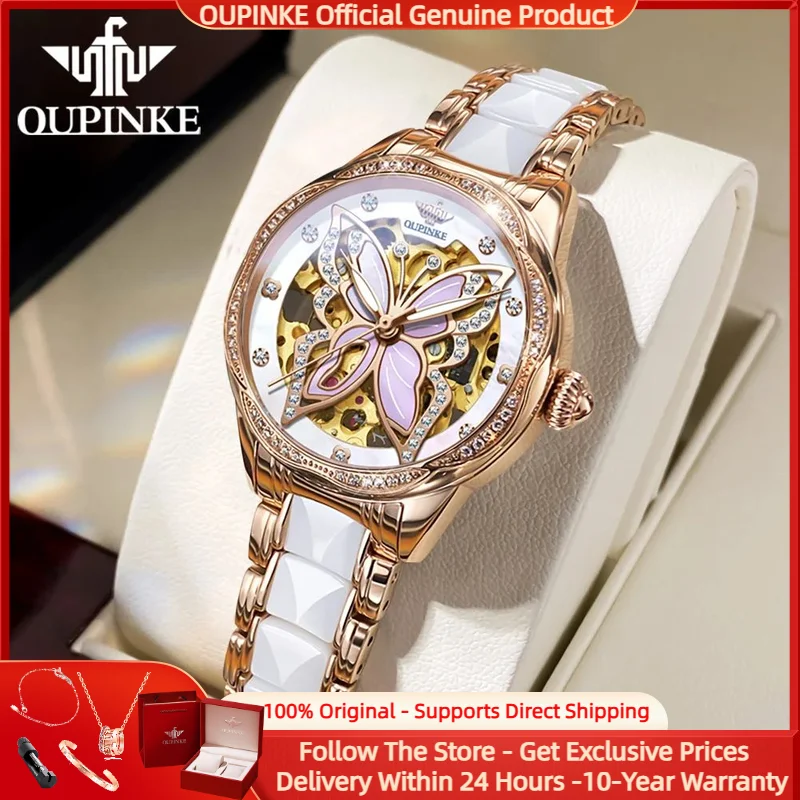 OUPINKE 3239 Women Watch Ceramic Diamond Butterfly Skeleton Women's Bracelet Set Luxury Automatic Mechanical Watch Reloj Mujer
OUPINKE 3239 Women Watch Ceramic Diamond Butterfly Skeleton Women's Bracelet Set Luxury Automatic Mechanical Watch Reloj Mujer