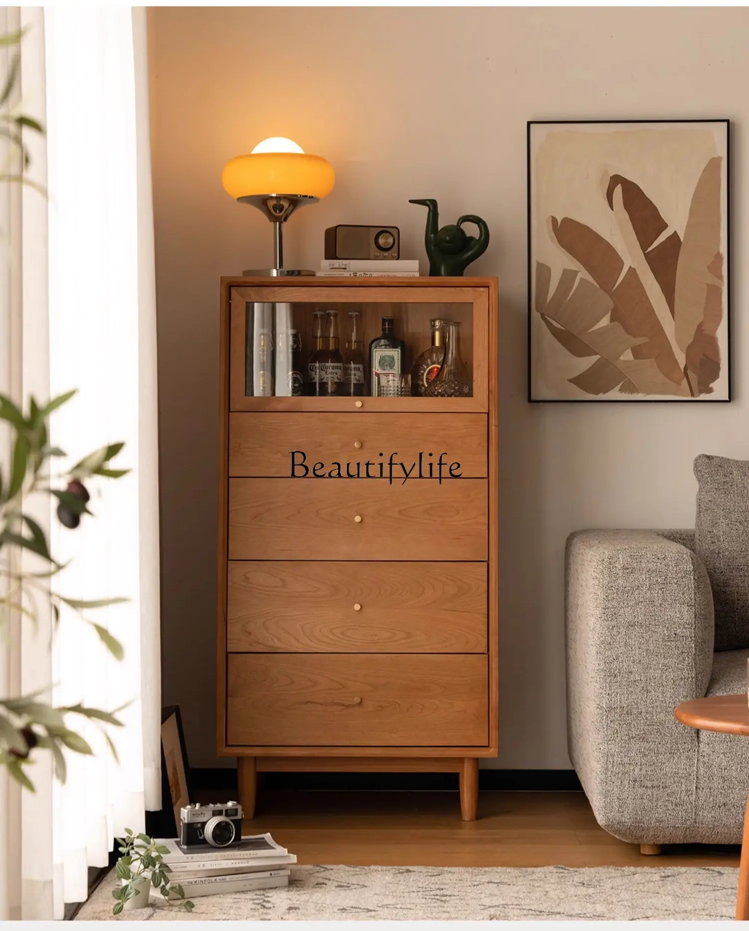Solid wood Japanese-style cherry wood simple living room white oak storage cabinet storage display cabinet
Solid wood Japanese-style cherry wood simple living room white oak storage cabinet storage display cabinet
