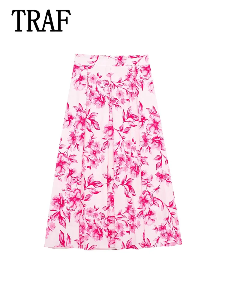 TRAF 2024 Pink Floral Pleated Skirt Women High Waist Midi Skirts for Women Summer Fairy Party Women's Skirts Streetwear Skirts
TRAF 2024 Pink Floral Pleated Skirt Women High Waist Midi Skirts for Women Summer Fairy Party Women's Skirts Streetwear Skirts