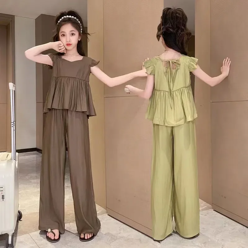 Summer Girls Casual Fashion Set 2Pcs Short Sleeved Tops & Wide Leg Pants Kids Boutique Clothes 2-15Y Mummy &Me Outfits
Summer Girls Casual Fashion Set 2Pcs Short Sleeved Tops & Wide Leg Pants Kids Boutique Clothes 2-15Y Mummy &Me Outfits