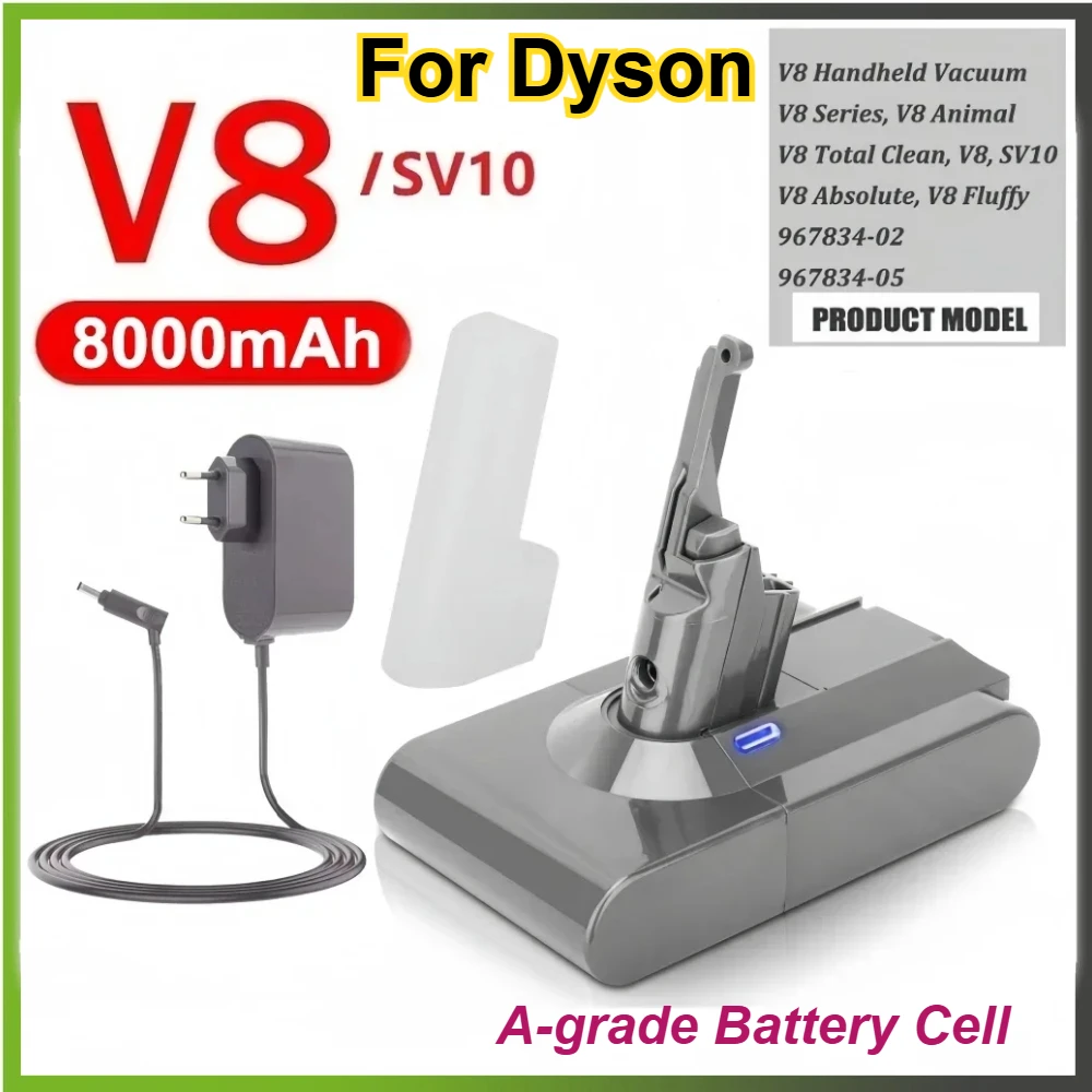 【A-grade Battery Cell】 8000mAh 21.6V Li-ion Replacement for Dyson DC31 DC34 V6 V7 V8 V10 V11 Vacuum Cleaner Rechargeable Battery
【A-grade Battery Cell】 8000mAh 21.6V Li-ion Replacement for Dyson DC31 DC34 V6 V7 V8 V10 V11 Vacuum Cleaner Rechargeable Battery