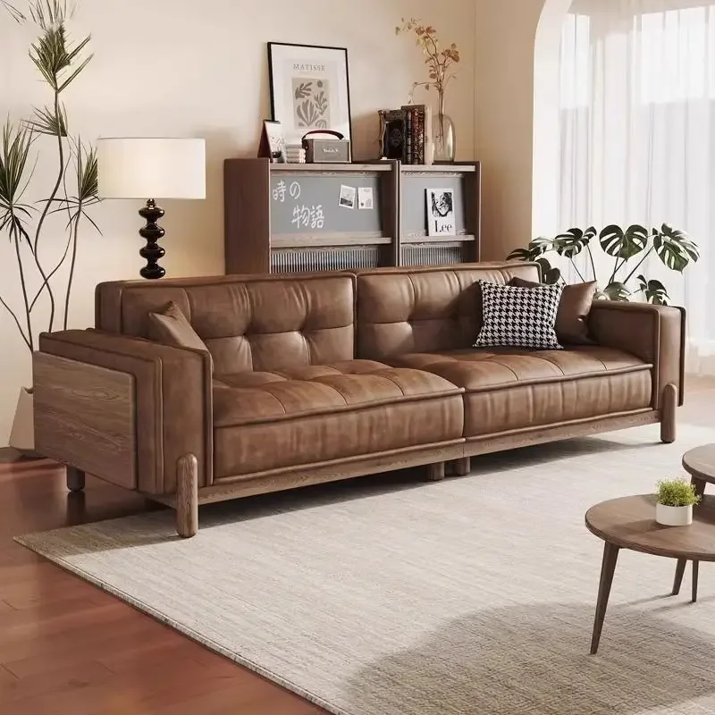 American retro leather sofa living room new Nordic first-layer cowhide small apartment straight-row toast sofa
American retro leather sofa living room new Nordic first-layer cowhide small apartment straight-row toast sofa