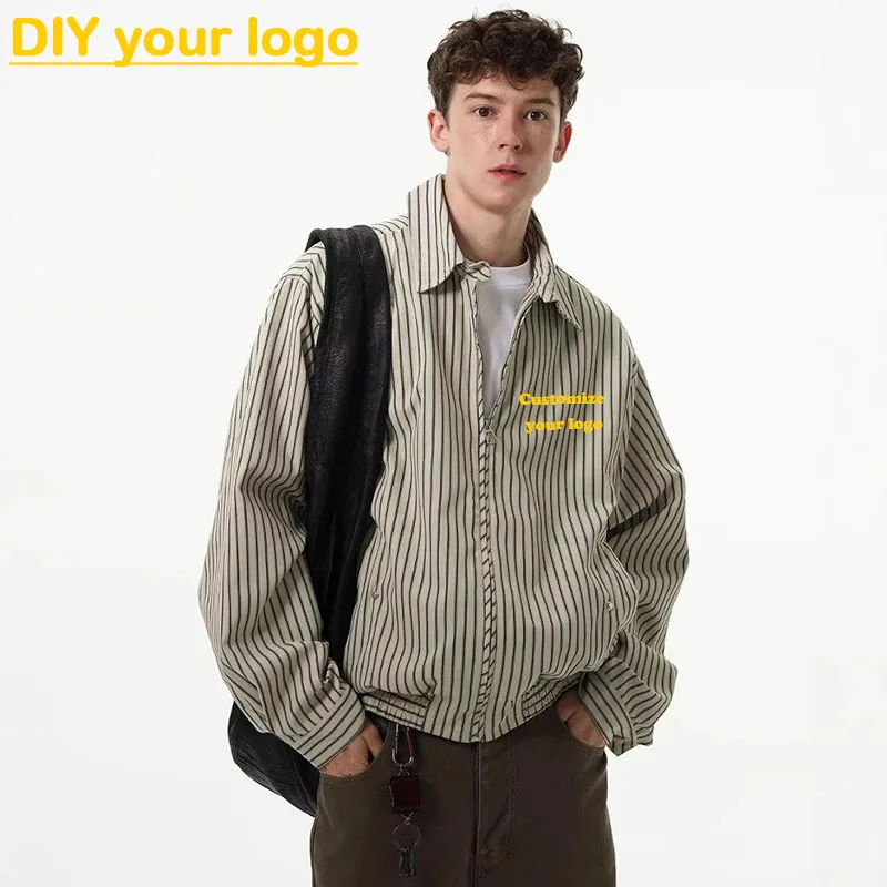 DIY customizes your logo for autumn high-end men's striped jacket, men's lapel, casual loose fit pilot, and men's jacket
DIY customizes your logo for autumn high-end men's striped jacket, men's lapel, casual loose fit pilot, and men's jacket