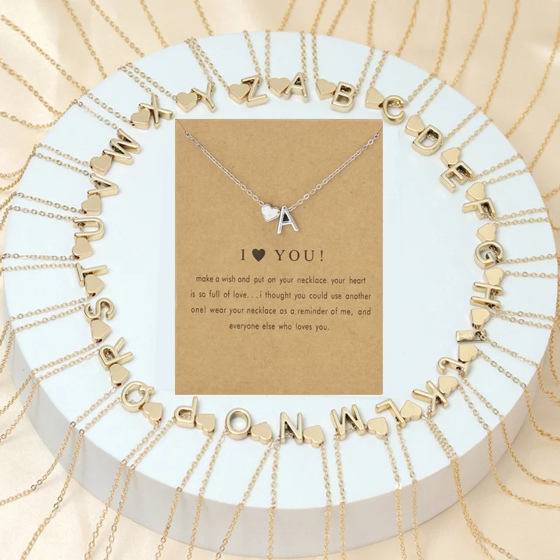 New Love Initial Necklace Women's Peach Heart 26-letter Pendant Initial Heart Card Collar Chain
New Love Initial Necklace Women's Peach Heart 26-letter Pendant Initial Heart Card Collar Chain