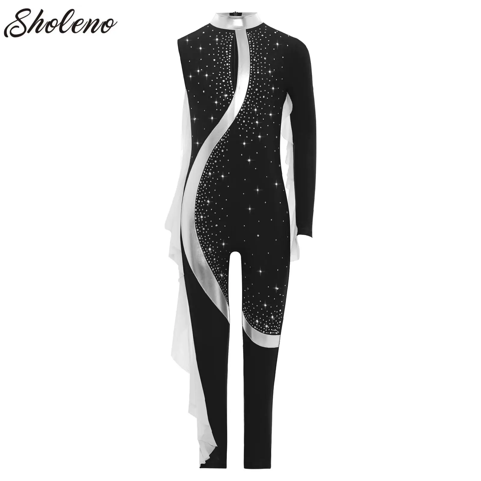Kid Girls Figure Skating Ruffles Jumpsuit Ballet Dance Bodysuit One Shoulder Yoga Sports Costume Dancewear Rhinestones Unitard
Kid Girls Figure Skating Ruffles Jumpsuit Ballet Dance Bodysuit One Shoulder Yoga Sports Costume Dancewear Rhinestones Unitard