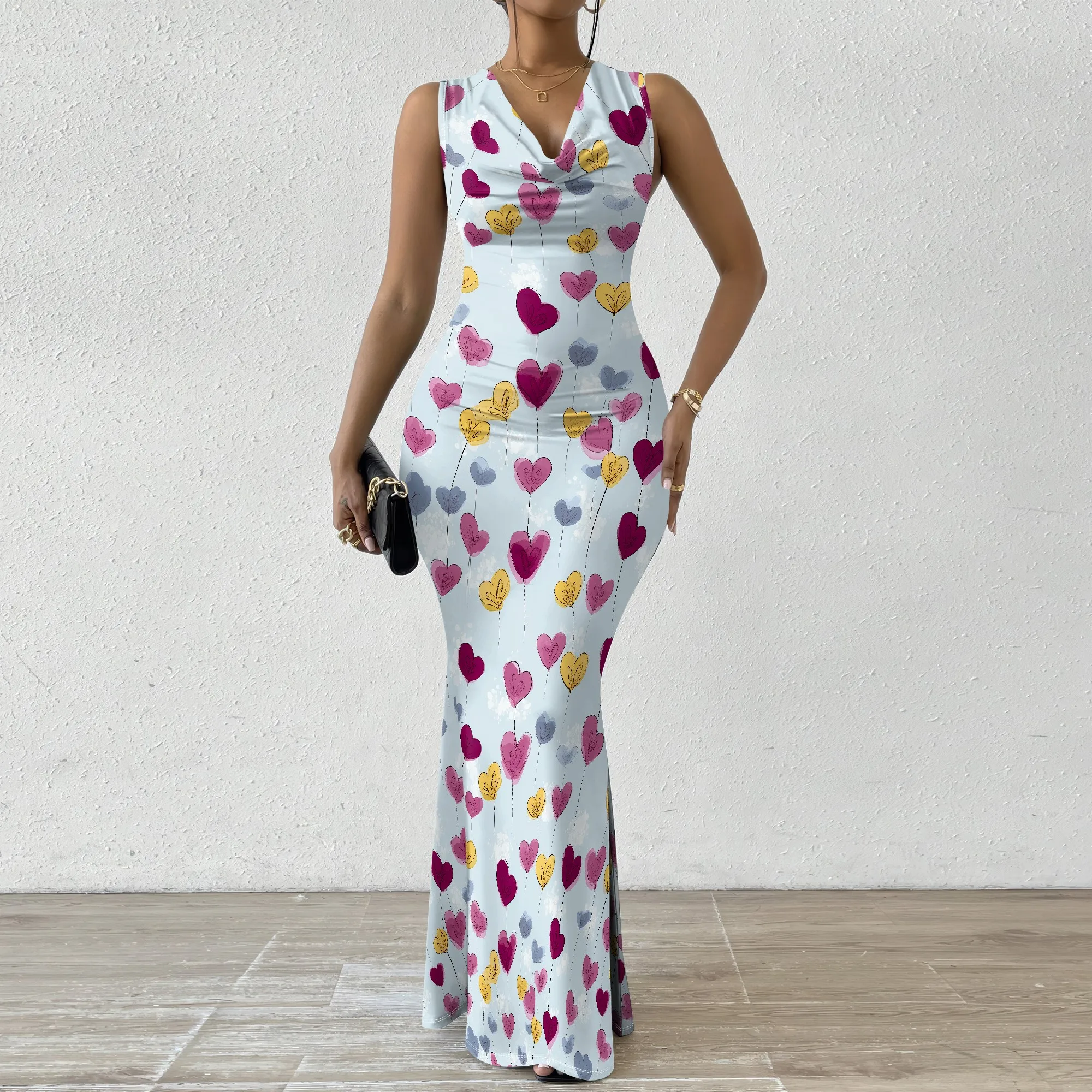 Heart Balloon Polka Dot Print Maxi Dress Sleeveless V-Neck Bodycon Dress for Women XS-2XL Casual or Party Wear
Heart Balloon Polka Dot Print Maxi Dress Sleeveless V-Neck Bodycon Dress for Women XS-2XL Casual or Party Wear