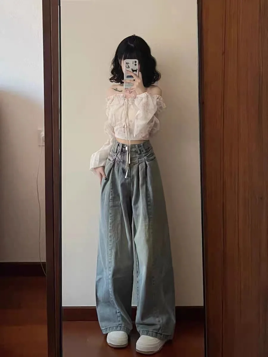 High Waist Wide Leg Straight Cut Jeans Women's Spring Autumn Design Sensation Hong Kong Style Chic Floor-Length Pants
High Waist Wide Leg Straight Cut Jeans Women's Spring Autumn Design Sensation Hong Kong Style Chic Floor-Length Pants