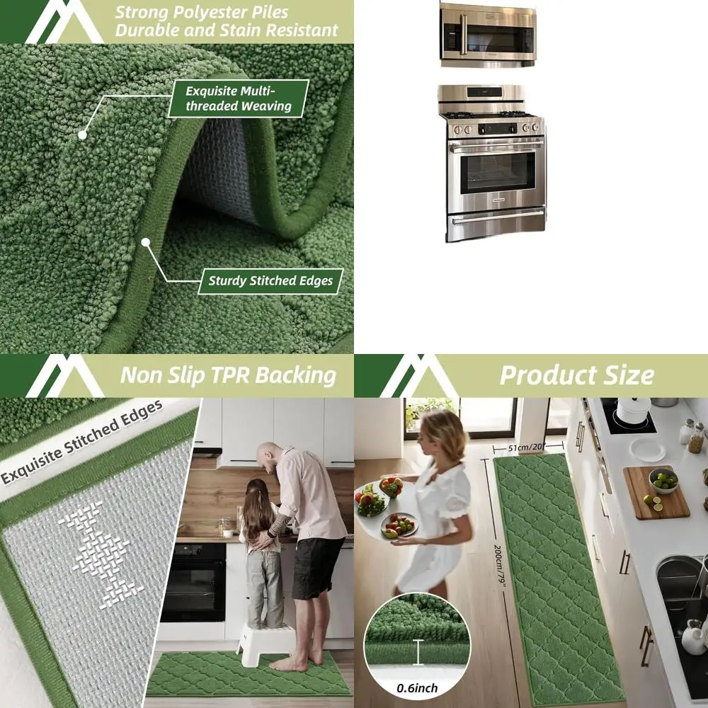 Super Absorbent 20x79 Kitchen Floor Mats, Non-Skid, Washable Polyester, Green
Super Absorbent 20x79 Kitchen Floor Mats, Non-Skid, Washable Polyester, Green