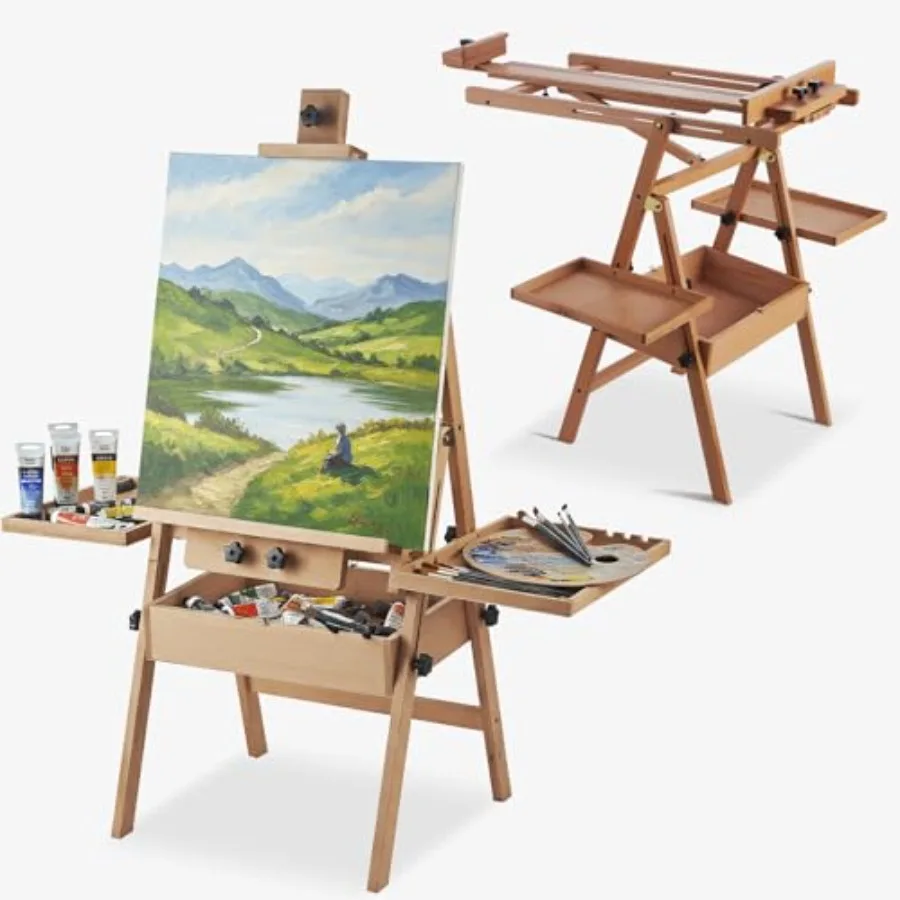 H-Frame Painting Easel for Adults, Beech Wood, Natural, Foldable with Storage Drawer and Palette, Holds Canvas up to 48
H-Frame Painting Easel for Adults, Beech Wood, Natural, Foldable with Storage Drawer and Palette, Holds Canvas up to 48