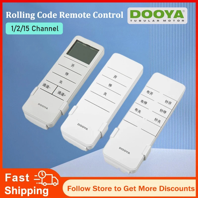 Dooya Rolling Code DC2700/DC2760/DC2702D 1/2/15 Channel Remote Controller for Dooya Electric RF433 Tubular Motor Curtian Motor
Dooya Rolling Code DC2700/DC2760/DC2702D 1/2/15 Channel Remote Controller for Dooya Electric RF433 Tubular Motor Curtian Motor