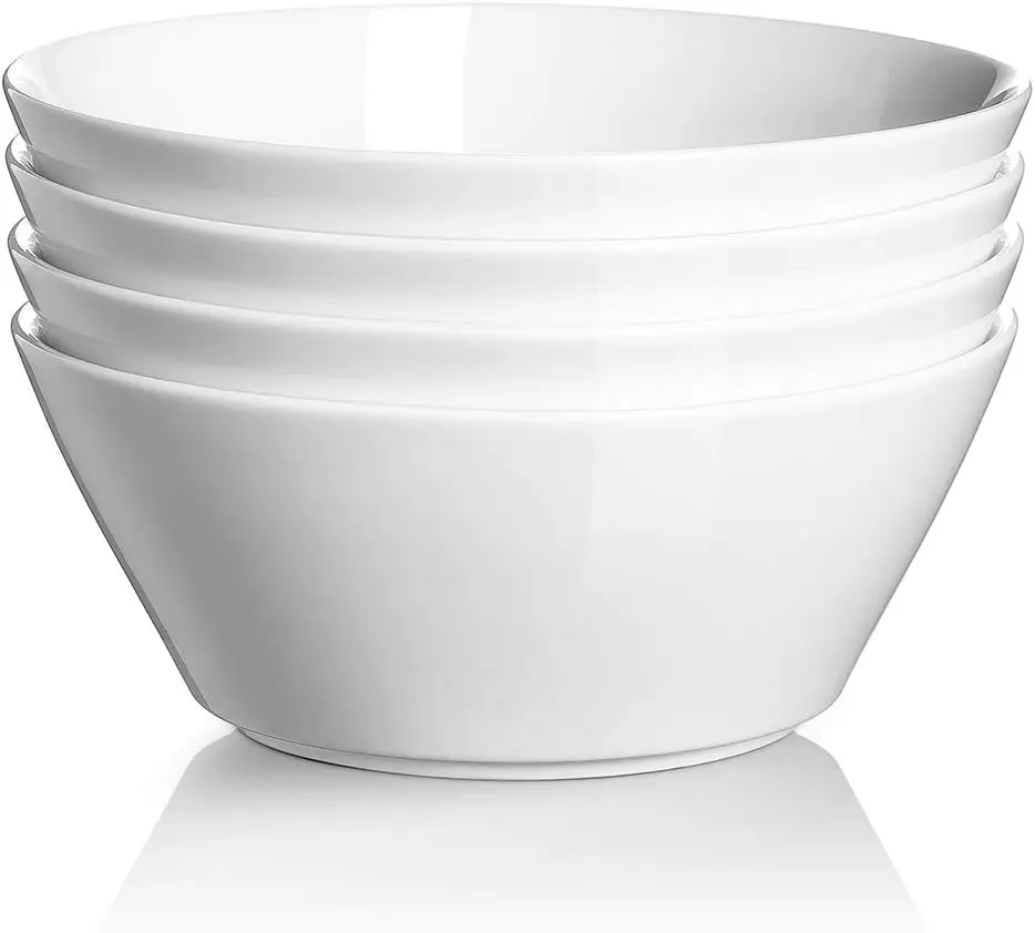32 OZ Large Soup Bowls Set of 4 - White Ceramic Deep Bowls for Cereal, Salad, Pasta, Fruits, Ramen, Dishwasher & Microwave Safe
32 OZ Large Soup Bowls Set of 4 - White Ceramic Deep Bowls for Cereal, Salad, Pasta, Fruits, Ramen, Dishwasher & Microwave Safe