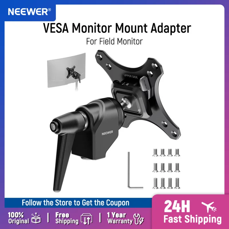 NEEWER VESA Monitor Mount Adapter with Arca Type Quick Release, 360° Rotatable Ball Head, M4 Screw & 5/8" Receiver Light Stand
NEEWER VESA Monitor Mount Adapter with Arca Type Quick Release, 360° Rotatable Ball Head, M4 Screw & 5/8" Receiver Light Stand