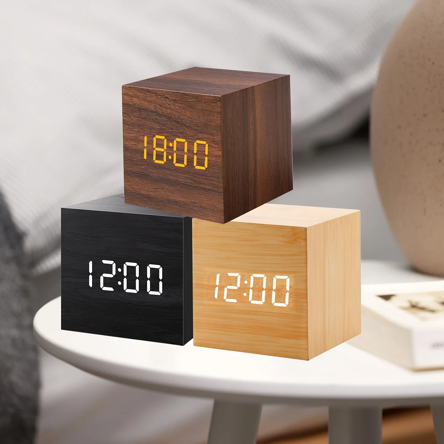 Charming Mini Wooden LED Alarm Clock - Display date and temperature, sonic sensing, adjustable brightness, USB or battery
Charming Mini Wooden LED Alarm Clock - Display date and temperature, sonic sensing, adjustable brightness, USB or battery