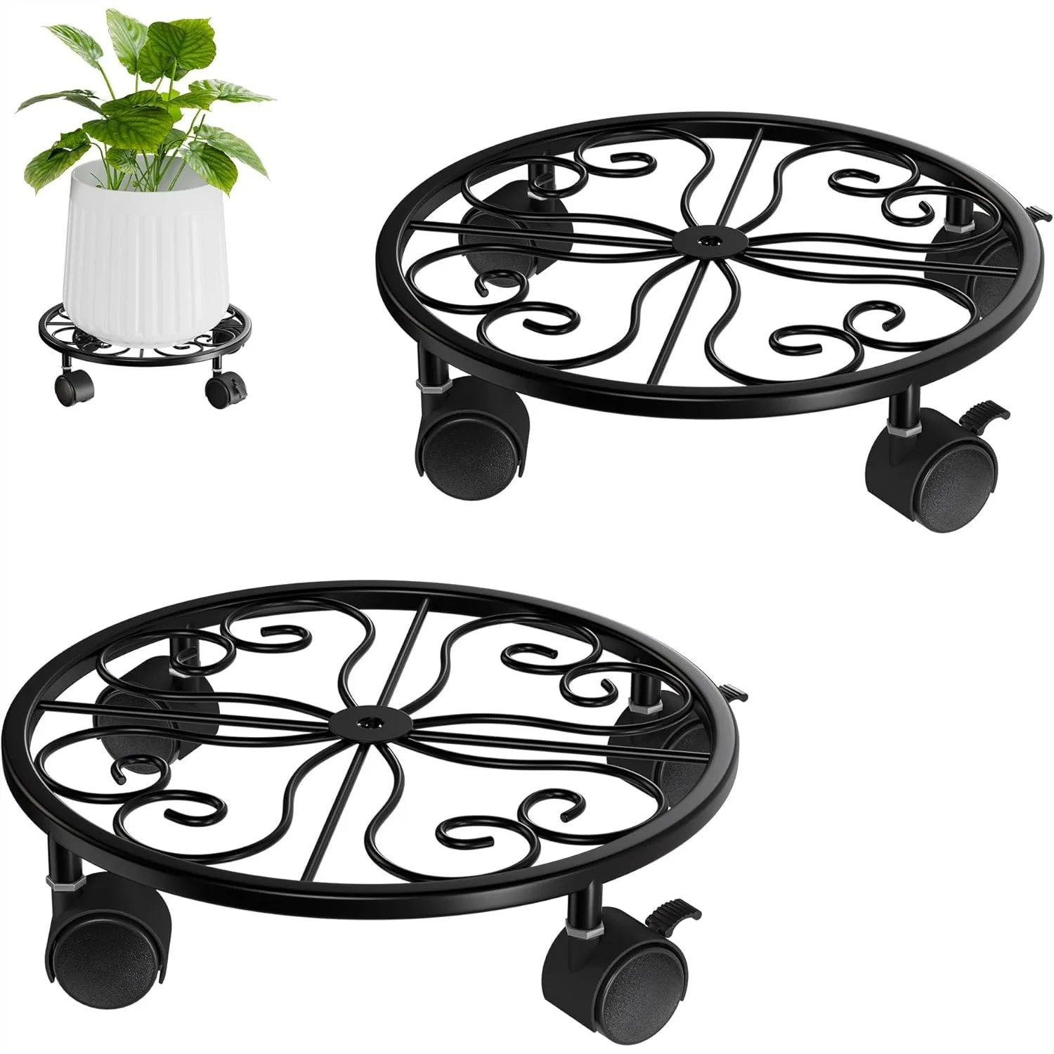 2 Pack Plant Stand with Wheels 360 Rotatable Lockable Plant Caddy for Indoor Outdoor Use
2 Pack Plant Stand with Wheels 360 Rotatable Lockable Plant Caddy for Indoor Outdoor Use