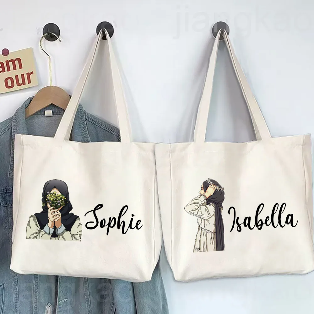 Personalized Hijabi Girl with Name Tote Bag Custom Name Muslim Girl Canvas Shoulder Handbag Women Birthday Wedding Gifts for Her
Personalized Hijabi Girl with Name Tote Bag Custom Name Muslim Girl Canvas Shoulder Handbag Women Birthday Wedding Gifts for Her