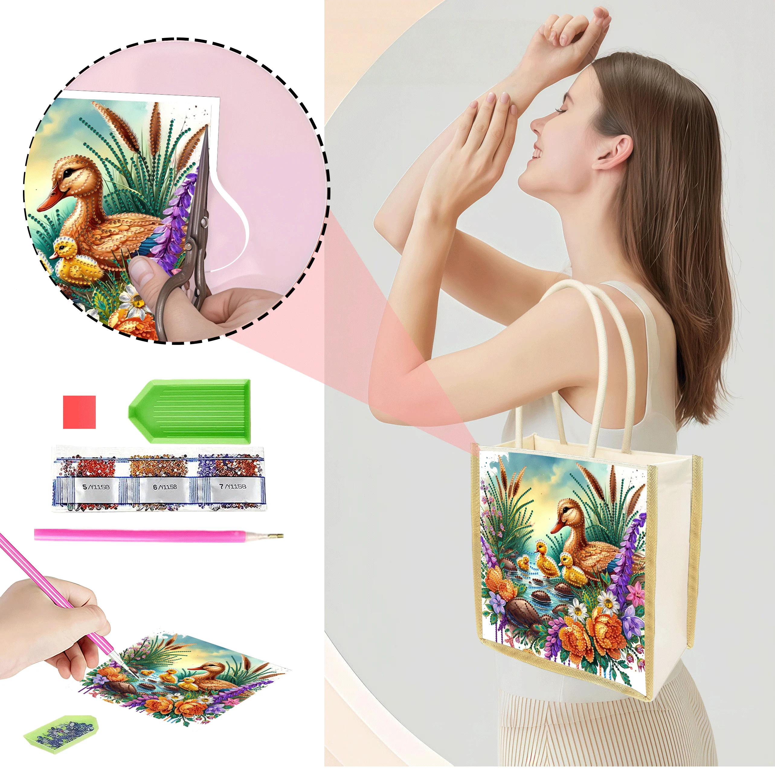 1 Piece of Diamond Painting Shopping bag, duck Pattern, Canvas Material, travel Storage, Holiday Creative Gifts for girls
1 Piece of Diamond Painting Shopping bag, duck Pattern, Canvas Material, travel Storage, Holiday Creative Gifts for girls