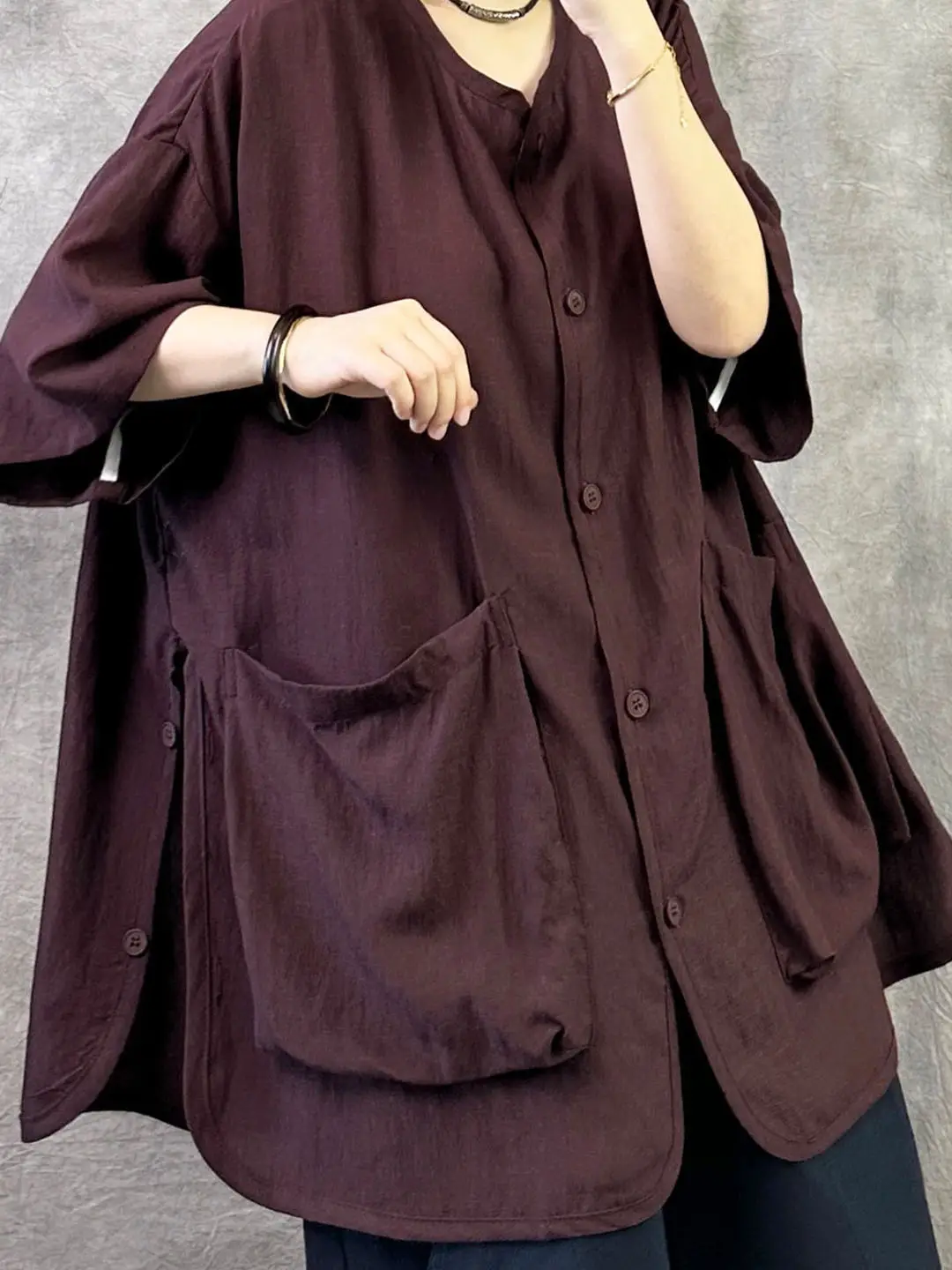 Loose Fit Stand Collar Summer Shirt Women's plus Size Versatile Lazy Style Top Breathable Casual Short Sleeve Mid-Length
Loose Fit Stand Collar Summer Shirt Women's plus Size Versatile Lazy Style Top Breathable Casual Short Sleeve Mid-Length