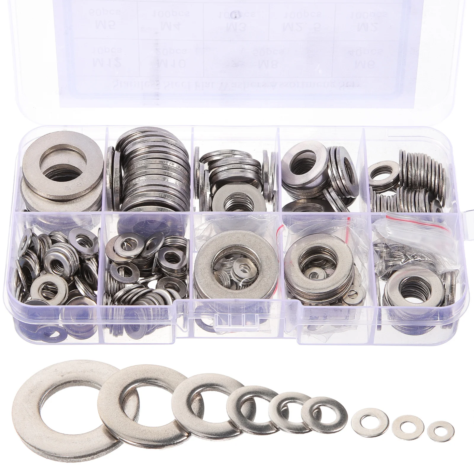 1 set 1 Set Stainless Steel Flat Washers Assortment High Strength Anti-Rust For Machinery Repair Fasteners Kit
1 set 1 Set Stainless Steel Flat Washers Assortment High Strength Anti-Rust For Machinery Repair Fasteners Kit