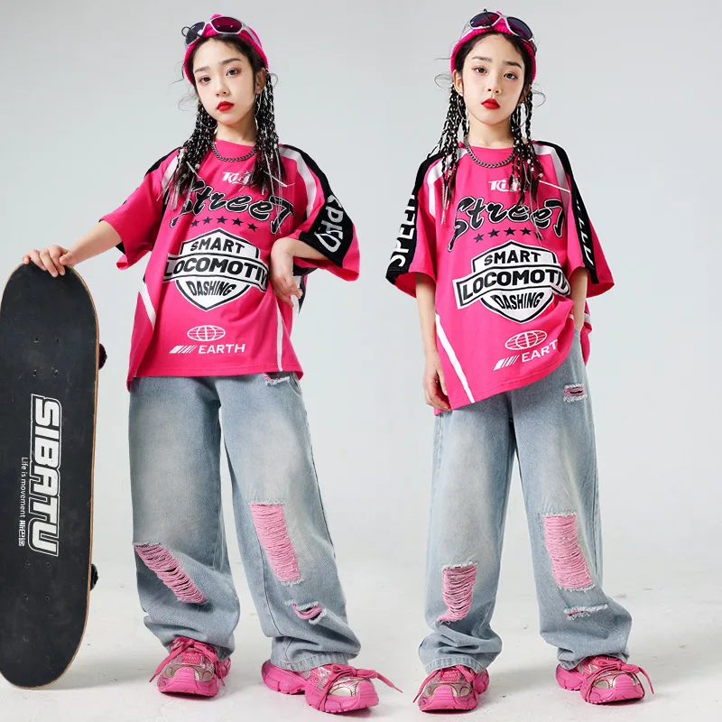 Hip Hop Costume For Girls Street Dance Suit Model Runway Performance Costumes Denim Casual Pants Kid Jazz Dance Clothing
Hip Hop Costume For Girls Street Dance Suit Model Runway Performance Costumes Denim Casual Pants Kid Jazz Dance Clothing