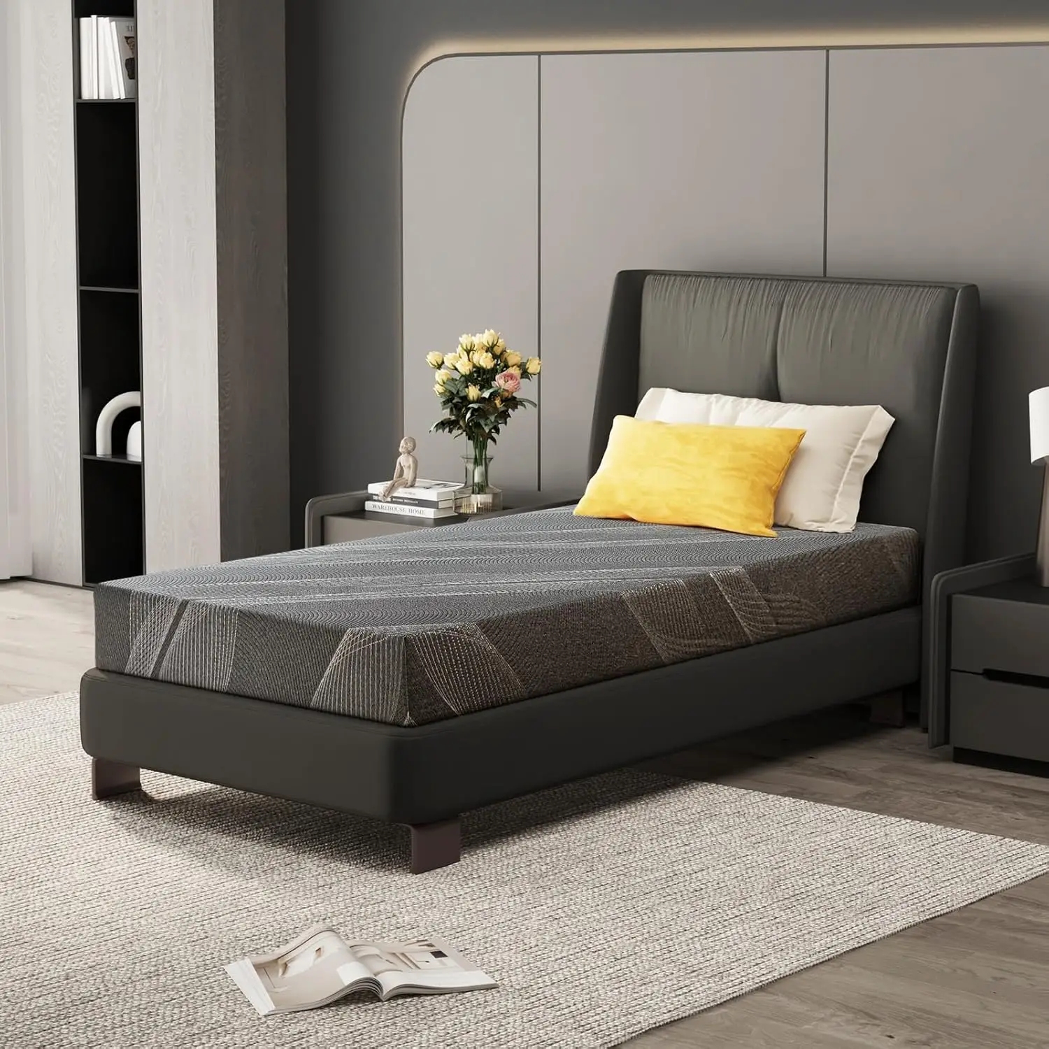 Twin Mattress 8 Inch Charcoal Gel Memory Foam Mattress in a Box, CertiPUR-US Certified, Fiberglass Free Cooling Mattress
Twin Mattress 8 Inch Charcoal Gel Memory Foam Mattress in a Box, CertiPUR-US Certified, Fiberglass Free Cooling Mattress