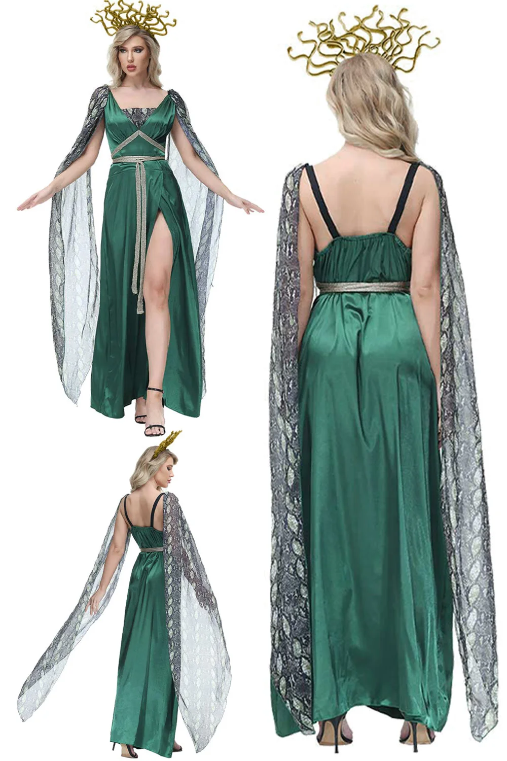Goddess Medusa Cosplay Women Costume Green Dress Headgear Skirts Girls Dance Party Clothing Outfits Halloween Carnival Suits
Goddess Medusa Cosplay Women Costume Green Dress Headgear Skirts Girls Dance Party Clothing Outfits Halloween Carnival Suits