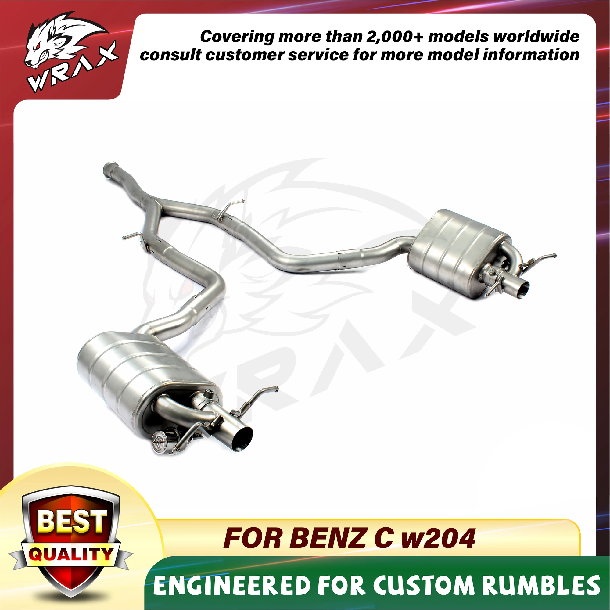 304 Stainless Steel Catback Exhaust System Performance Muffler Pipes For BENZ C-Class W204 With valve
304 Stainless Steel Catback Exhaust System Performance Muffler Pipes For BENZ C-Class W204 With valve
