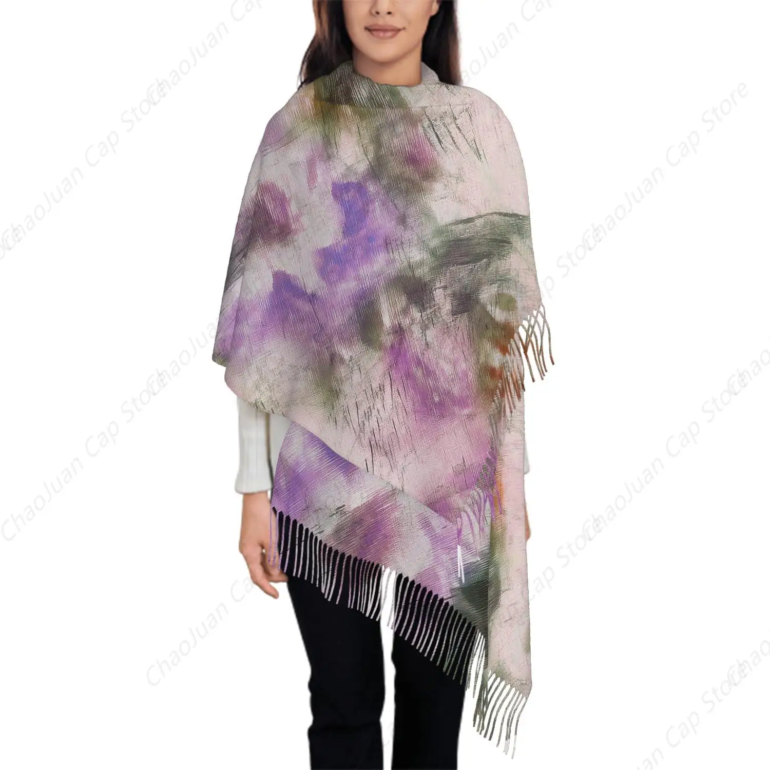 Женский шарф большого размера, волшебный лесной цветочный фиолетовый шарф, шарфы с кисточками, осенне-зимняя шаль, накидки 
Женский шарф большого размера, волшебный лесной цветочный фиолетовый шарф, шарфы с кисточками, осенне-зимняя шаль, накидки