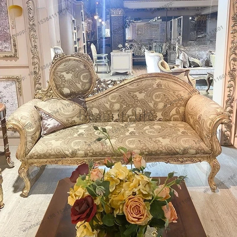 European classical solid wood carving flower beauty couch French court retro old fabric princess chair
European classical solid wood carving flower beauty couch French court retro old fabric princess chair