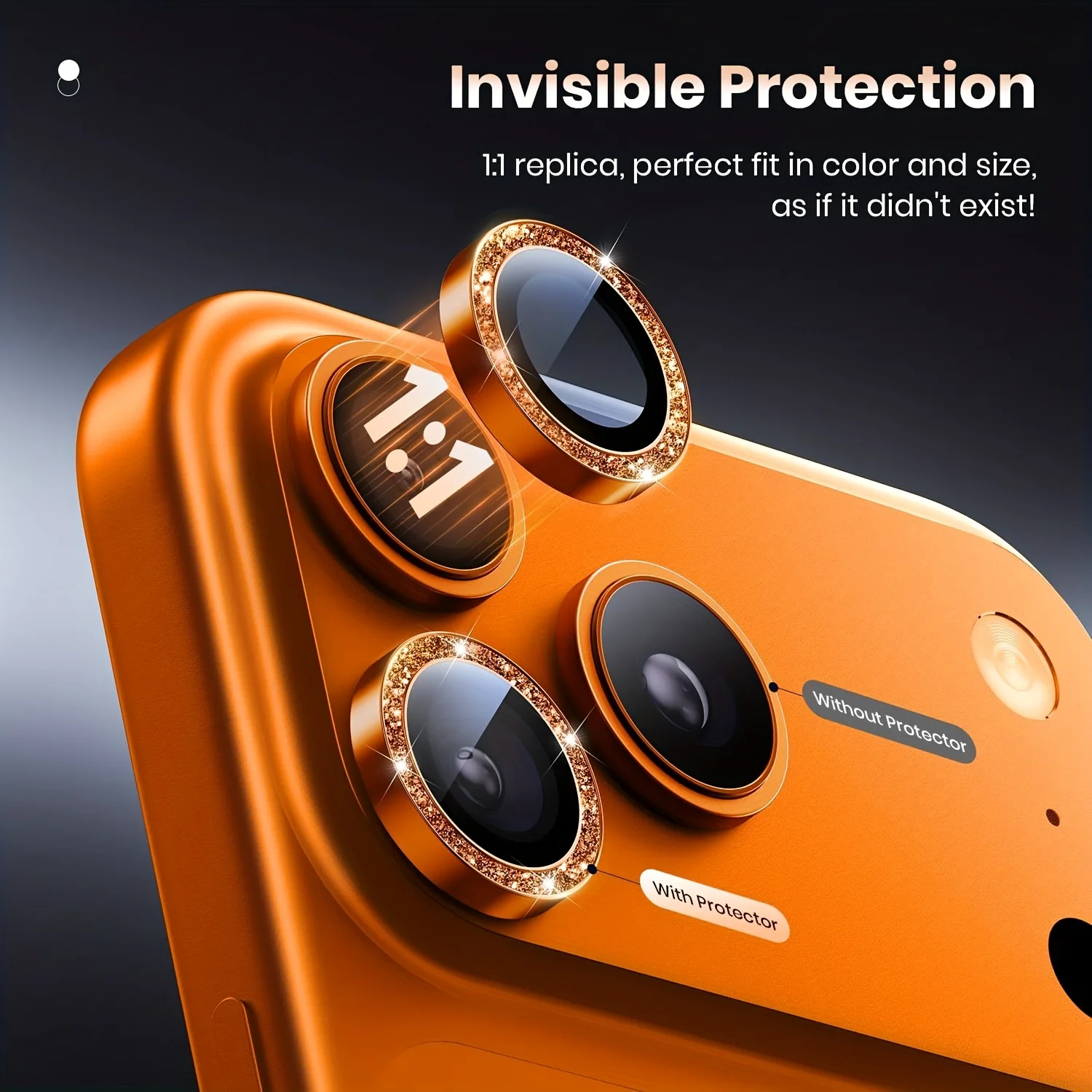 2-3Pcs Orange Glitter Metal Ring Camera Lens Protector For IPhone 17-11 Pro Max 9H Tempered Glass Anti-Scratch Case Friendly
2-3Pcs Orange Glitter Metal Ring Camera Lens Protector For IPhone 17-11 Pro Max 9H Tempered Glass Anti-Scratch Case Friendly