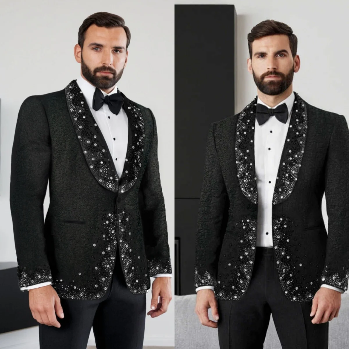 Luxurious Beadeds 3 Pieces Men Suits Shawl Lapel Crystals Groom Tuxedos Jacquard Male Blazers Slim Fit Wedding Customized
Luxurious Beadeds 3 Pieces Men Suits Shawl Lapel Crystals Groom Tuxedos Jacquard Male Blazers Slim Fit Wedding Customized