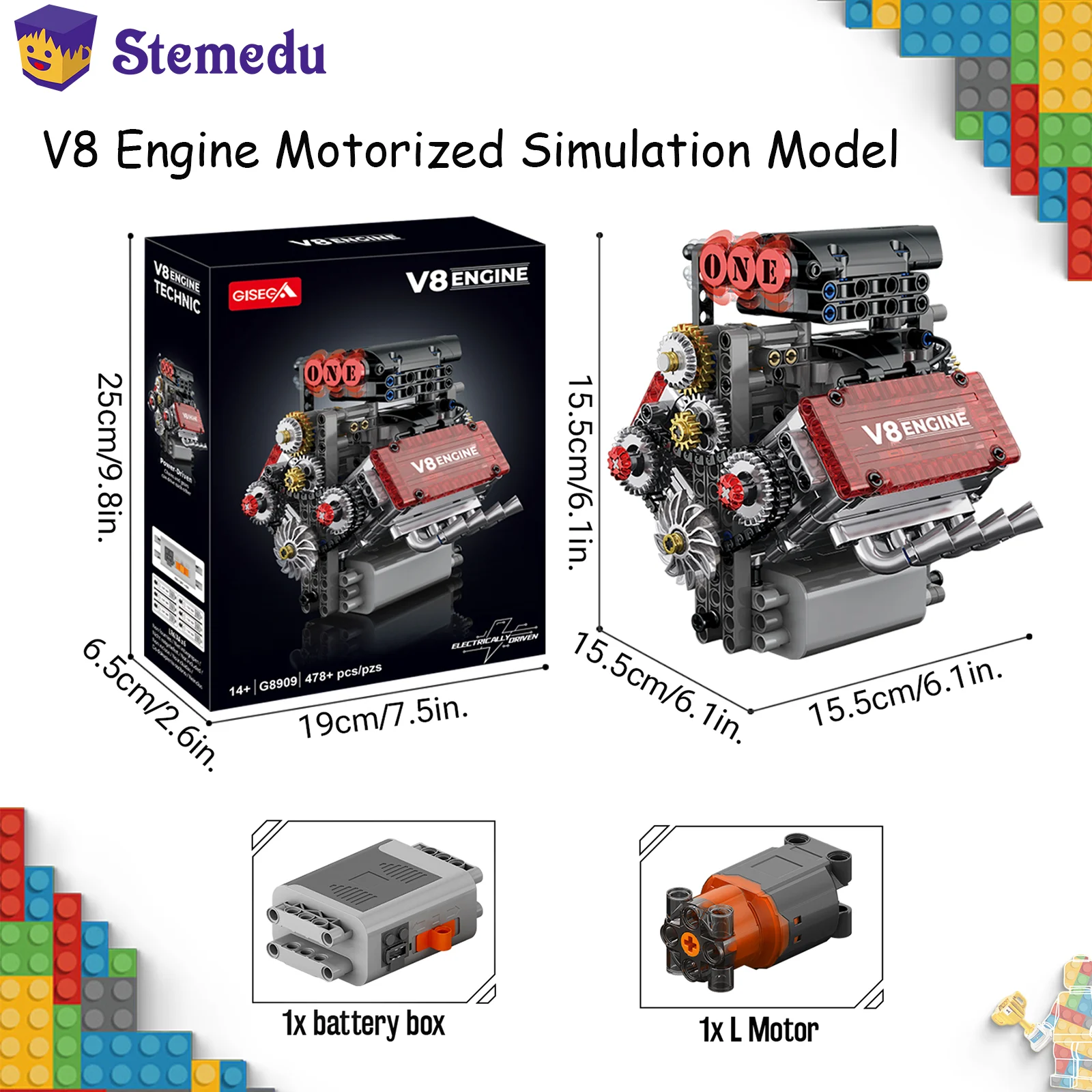 MOC V8 Engine Motorized Simulation Model Electrically Drive Building Blocks Technical Car Parts Creative Toys Gifts Boys Adult
MOC V8 Engine Motorized Simulation Model Electrically Drive Building Blocks Technical Car Parts Creative Toys Gifts Boys Adult