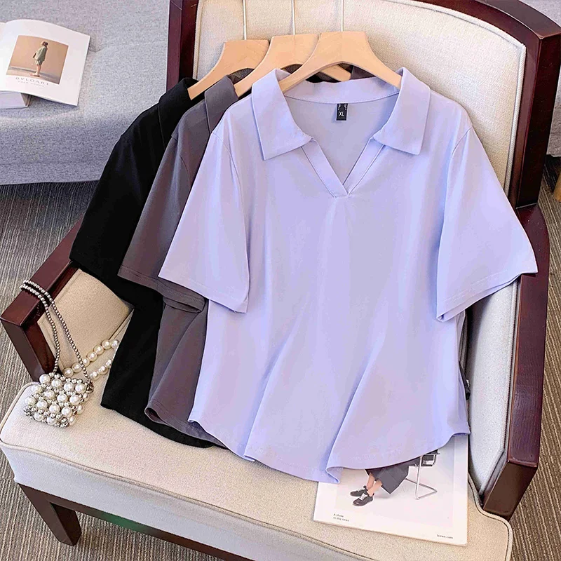 Plus size, summer chubby MMPOLO collar knit sweater, plus size women's 200 kg fashionable slimming T-shirt 3380
Plus size, summer chubby MMPOLO collar knit sweater, plus size women's 200 kg fashionable slimming T-shirt 3380