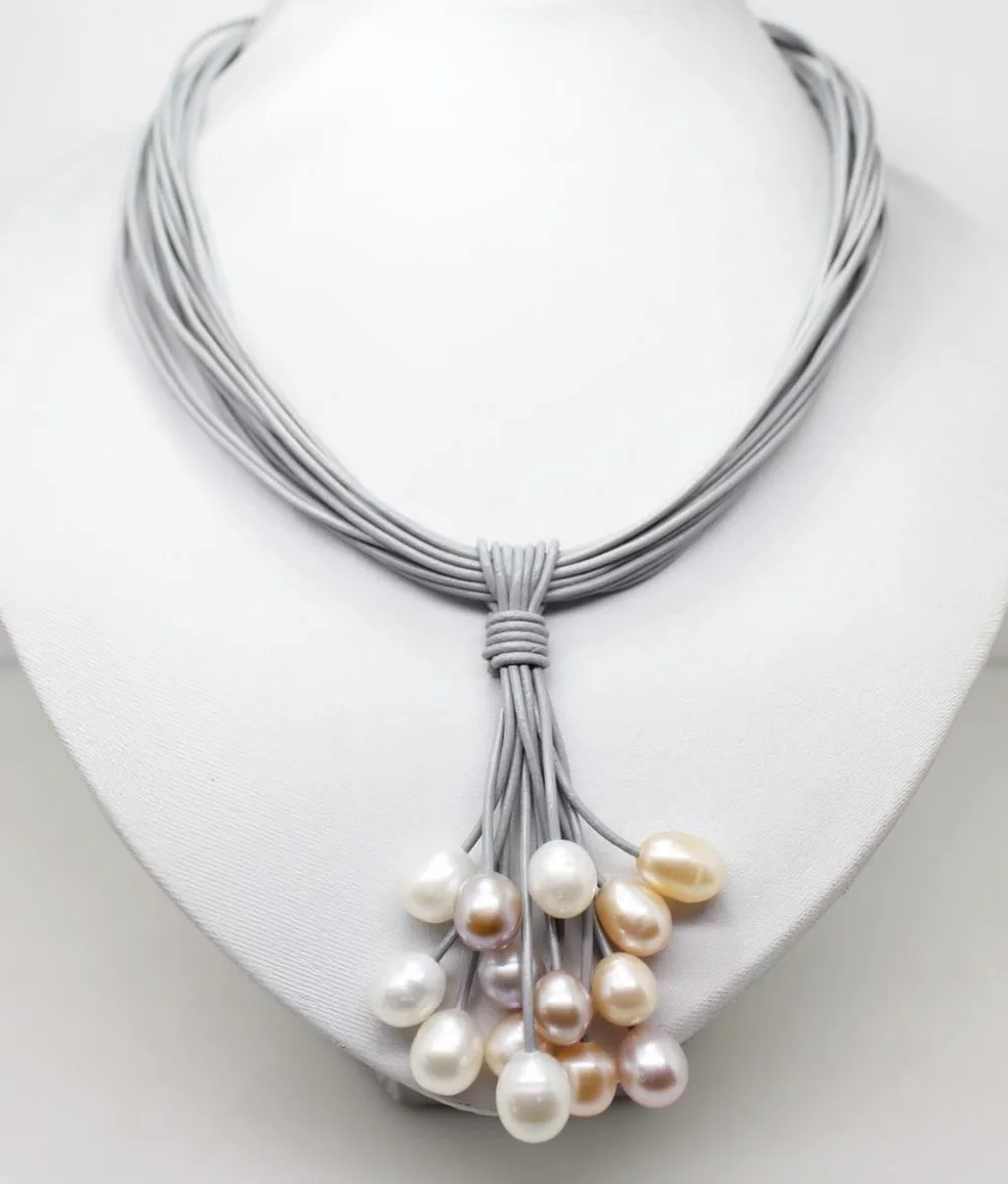 10-12mm Real White Pink Purple Freshwater Pearl Pendant Necklace Leather Cord Magnet Clasp Fashion Jewelry
10-12mm Real White Pink Purple Freshwater Pearl Pendant Necklace Leather Cord Magnet Clasp Fashion Jewelry