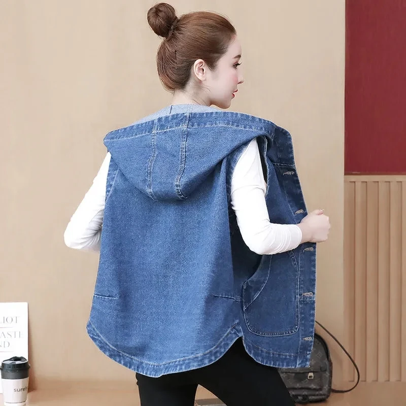 Woman Vest Waistcoat Blue Cartoon Printed Denim Vest Womens Slim Long Vest Coat Female With Hooded Casual Waistcoat M-4XL
Woman Vest Waistcoat Blue Cartoon Printed Denim Vest Womens Slim Long Vest Coat Female With Hooded Casual Waistcoat M-4XL