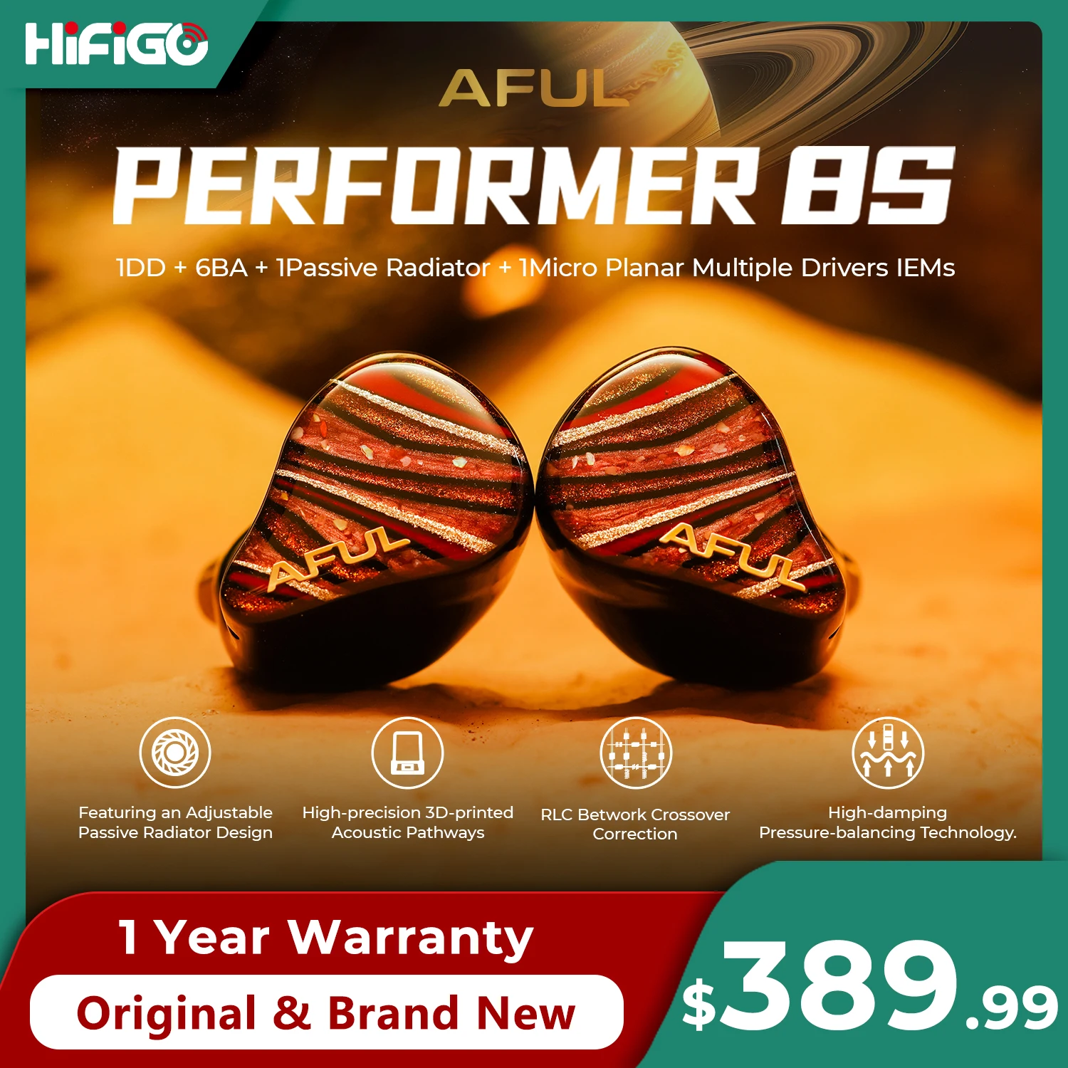 Наушники AFUL Performer 8S HiFi: 1DD+6BA+1 пассивный излучатель+1 микропланарный динамик, проводные внутриканальные наушники для прослушивания музыки, IEM AFUL P8S HiFiGo
Наушники AFUL Performer 8S HiFi: 1DD+6BA+1 пассивный излучатель+1 микропланарный динамик, проводные внутриканальные наушники для прослушивания музыки, IEM AFUL P8S HiFiGo