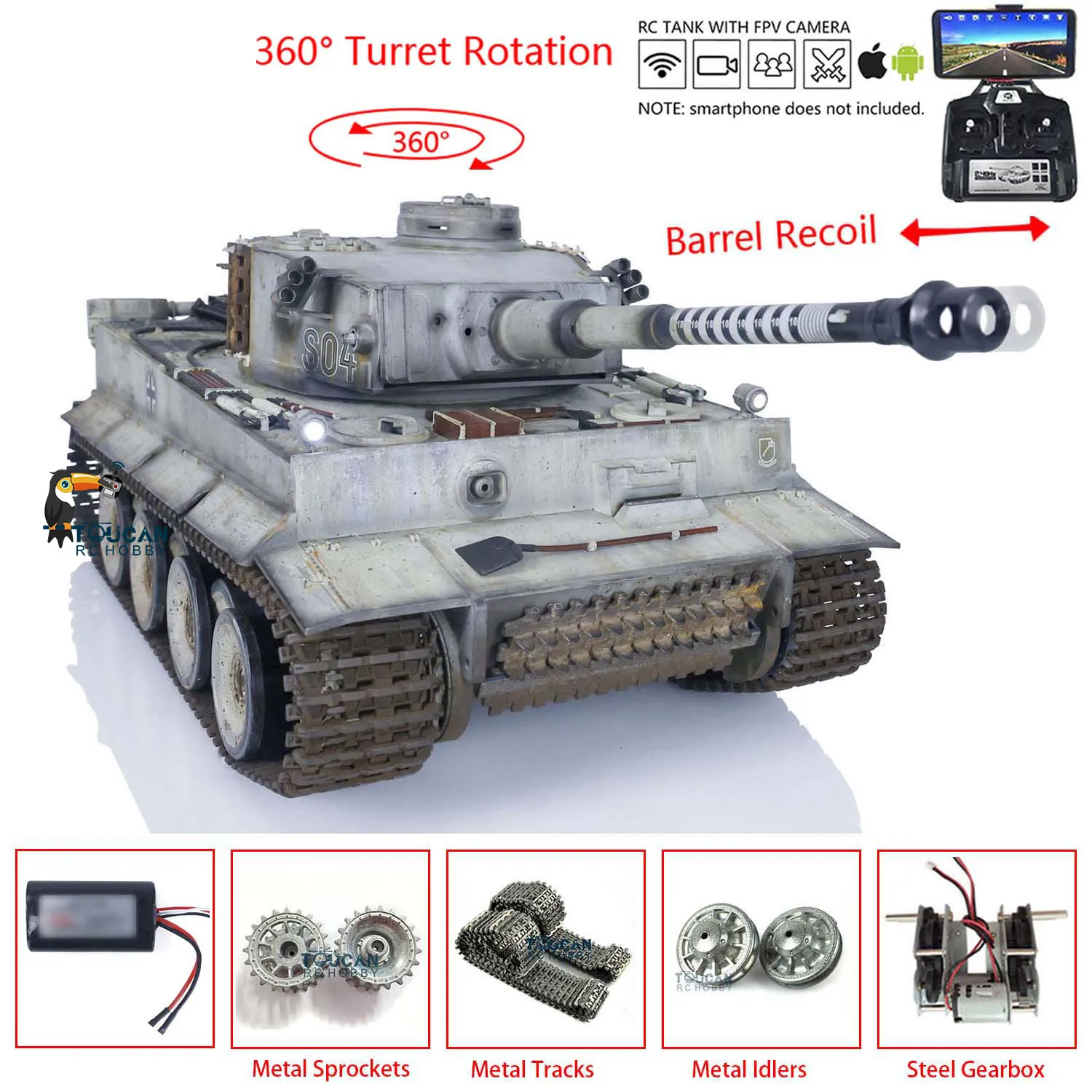 Henglong Немецкий Тигр I RC Танк 1/16 обновление Ver 7,0 FPV 3818 360 Вращающийся ручной спрей BB фоторезервуар
Henglong Немецкий Тигр I RC Танк 1/16 обновление Ver 7,0 FPV 3818 360 Вращающийся ручной спрей BB фоторезервуар