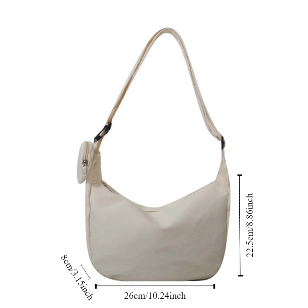 Korean Style Lightweight Shoulder Bag Large Capacity Cream Color Canvas Bag with Coin Purse Handbag Solid Color
Korean Style Lightweight Shoulder Bag Large Capacity Cream Color Canvas Bag with Coin Purse Handbag Solid Color