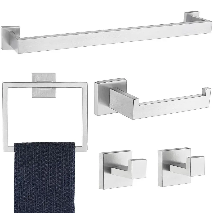 Аксессуары для ванной комнаты, матовый никель, 24-дюймовые вешалки для полотенец, набор квадратных полотенец из нержавеющей стали, настенный монтаж
Аксессуары для ванной комнаты, матовый никель, 24-дюймовые вешалки для полотенец, набор квадратных полотенец из нержавеющей стали, настенный монтаж