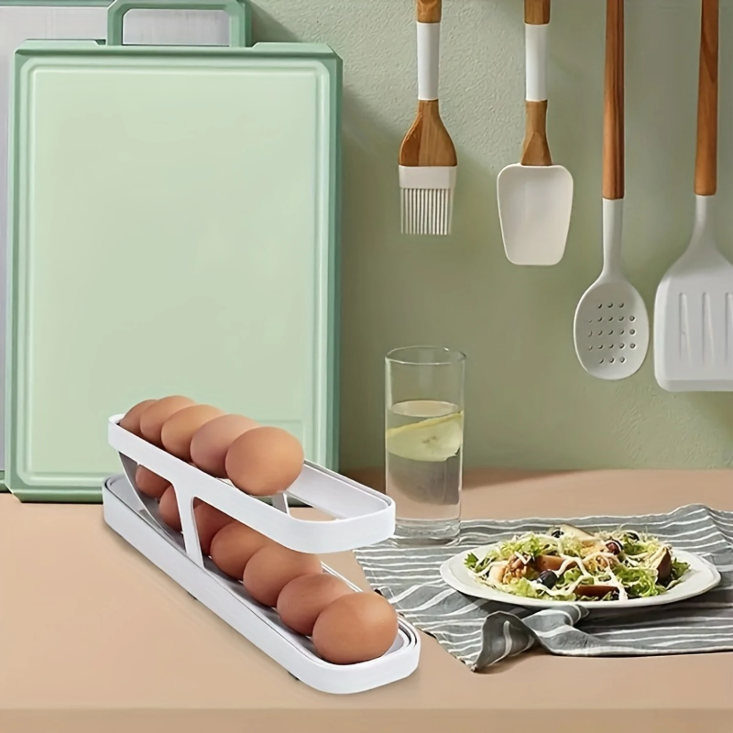 Refrigerator Egg Organizer with Side Access Door - Durable Plastic Rolling Egg Tray Holder with Automatic Shelf Rotation for Fr
Refrigerator Egg Organizer with Side Access Door - Durable Plastic Rolling Egg Tray Holder with Automatic Shelf Rotation for Fr