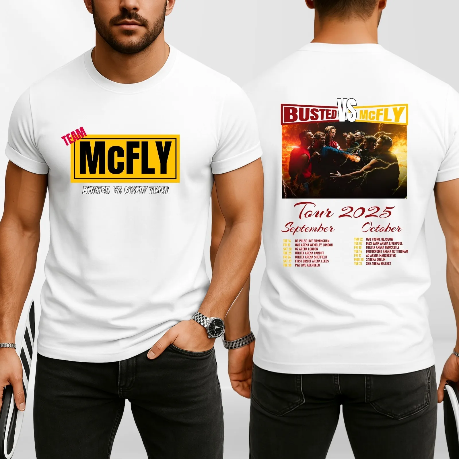 Футболка McFly Vs Busted Tour 2025 Team McFly Band Футболка с двусторонним принтом спереди и сзади Концертный подарок Топ унисекс Хлопок Одежда Y2k
Футболка McFly Vs Busted Tour 2025 Team McFly Band Футболка с двусторонним принтом спереди и сзади Концертный подарок Топ унисекс Хлопок Одежда Y2k