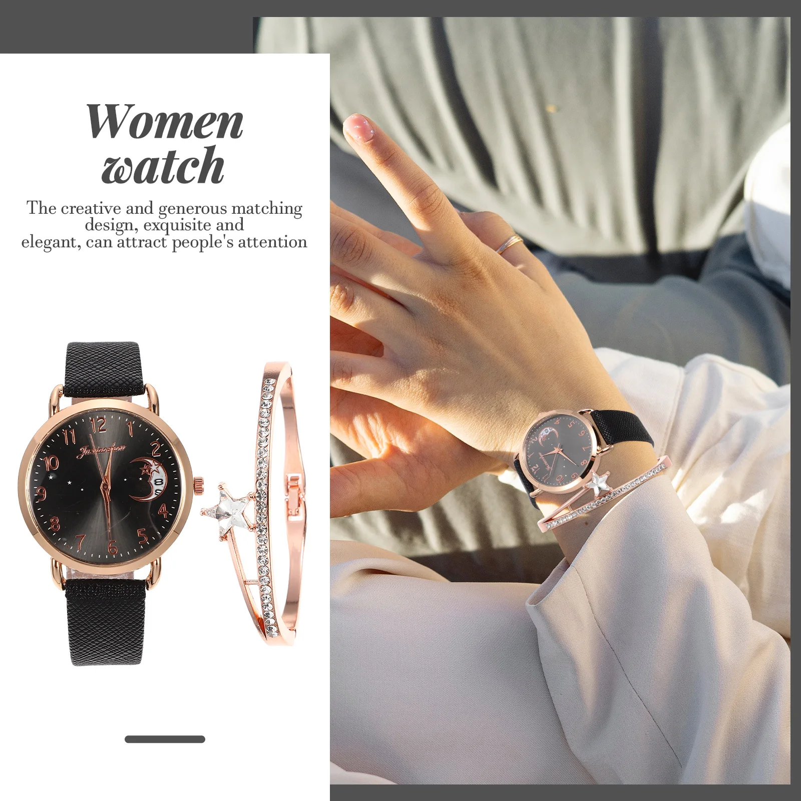 1Set Women's Moon Bracelet Set Stylish Casual Wristwatch Exquisite Party Birthday Gifts Women Watch
1Set Women's Moon Bracelet Set Stylish Casual Wristwatch Exquisite Party Birthday Gifts Women Watch