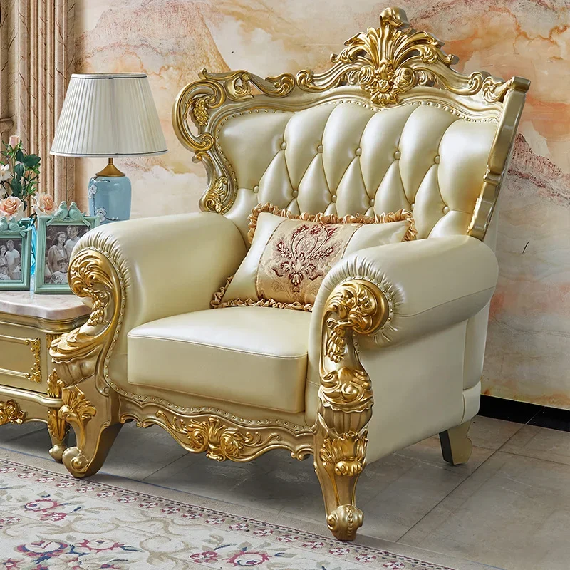 b7- European solid wood sofa top layer leather high-end champagne villa apartment living room double-sided carved furniture
b7- European solid wood sofa top layer leather high-end champagne villa apartment living room double-sided carved furniture