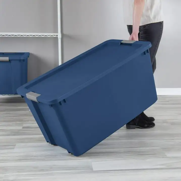 Sterilite Extra Large Storage Bin, 45 Gallon Plastic Storage Container with Latch Lid and Wheels, Blue
Sterilite Extra Large Storage Bin, 45 Gallon Plastic Storage Container with Latch Lid and Wheels, Blue
